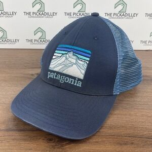 Patagonia Navy Blue Mesh Hat Embroidered Mountain Logo Adjustable Snapback